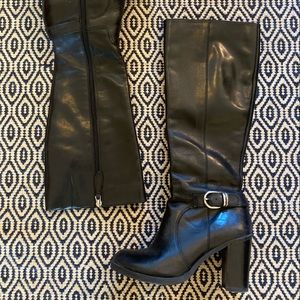 Franco Satrto Black Leather High Heel Boots